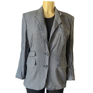 Vintage Ralph Lauren Blazer Women’s 12  90s Navy Check Made in USA 100% Rayon